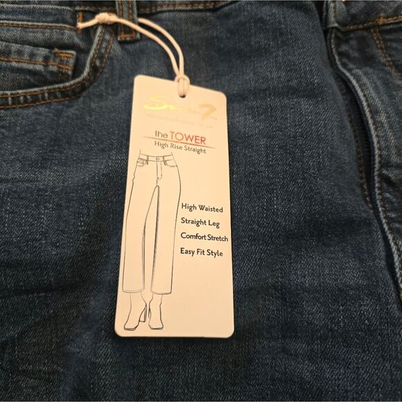 Seven7 The Tower High Rise Medium Wash Ripped Knee Cropped Jeans Plus Size 20 - Picture 10 of 11